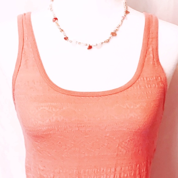 Mossimo Supply Company Long Line Orange Knit Tank Top With Western Design - Picture 3 of 5